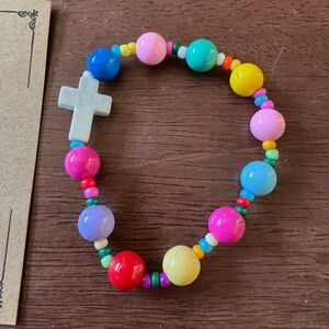 First Communion Cross Baptism Colorful Child Bracelet 6" Communion Gifts NEW